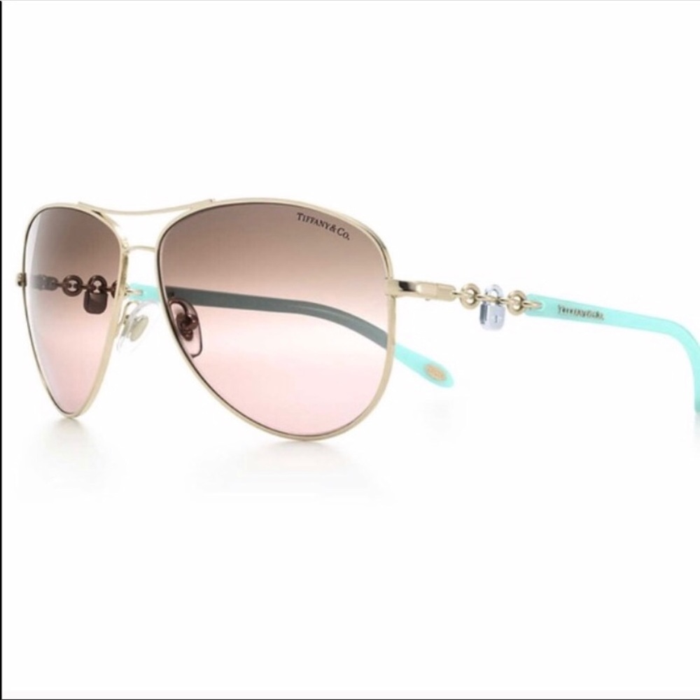 Tiffany & Co. Gold Aviator Lock Sunglasses